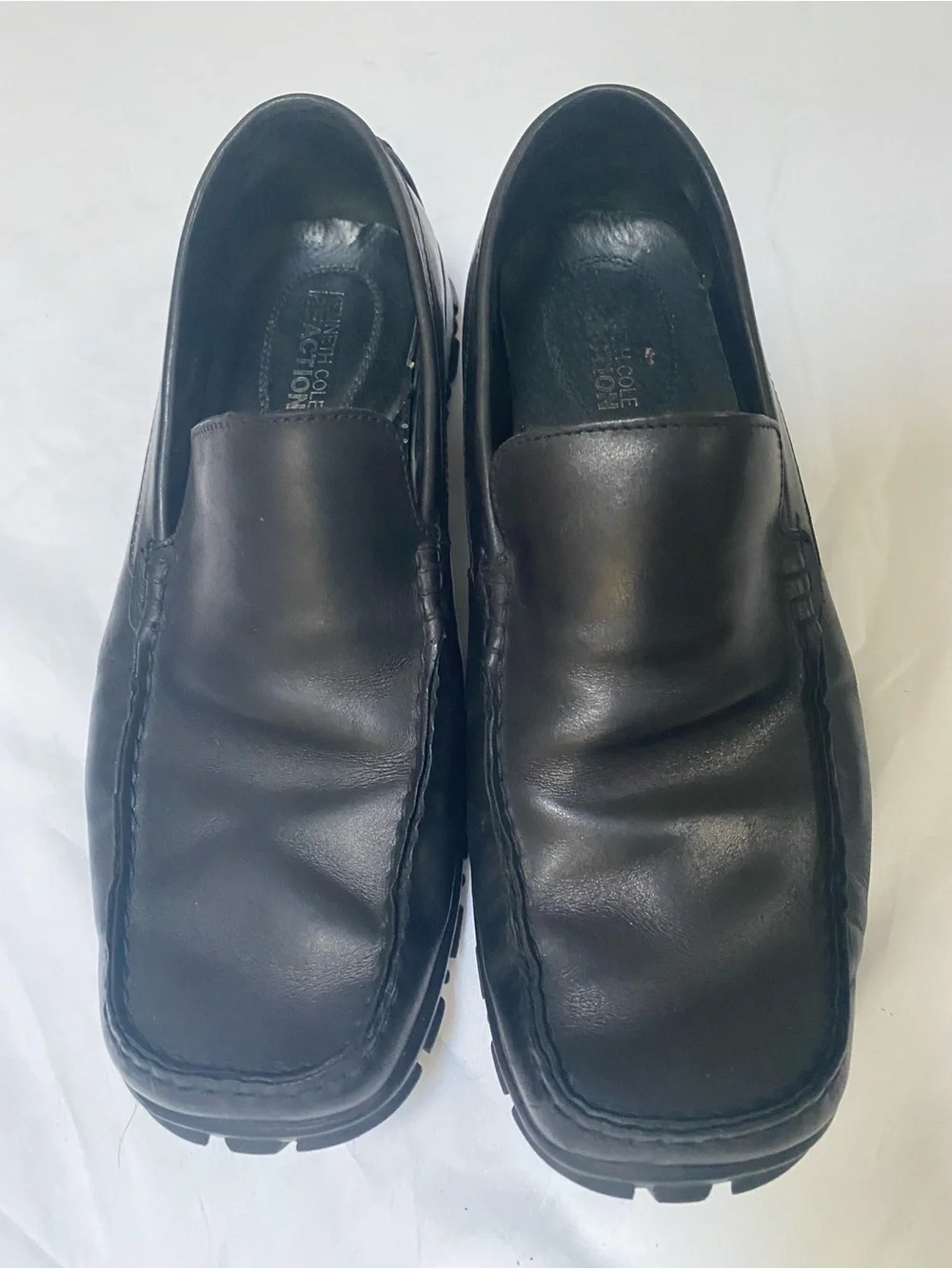 Kenneth Cole Black Leather Slip-On Loafers